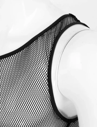Sleeveless Fishnet Bodysuit with Open Crotch - Image 2
