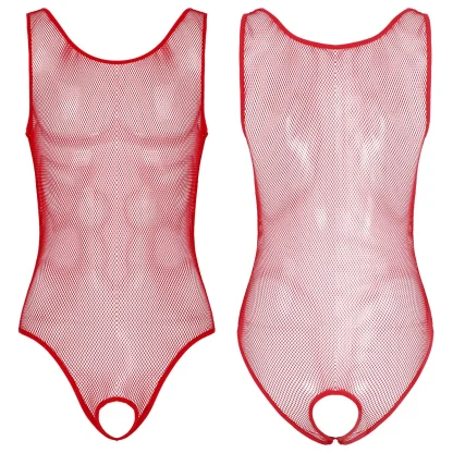 Sleeveless Fishnet Bodysuit with Open Crotch - Image 11