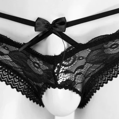 Crotchless Panty with Sheer Lace Detailing - Image 4