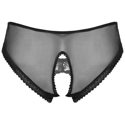 Crotchless Panty with Sheer Lace Detailing - Image 8