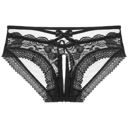 Crotchless Panty with Sheer Lace Detailing - Image 6