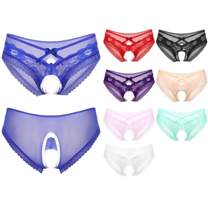 Crotchless Panty with Sheer Lace Detailing - Image 9