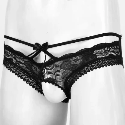 Crotchless Panty with Sheer Lace Detailing - Image 2