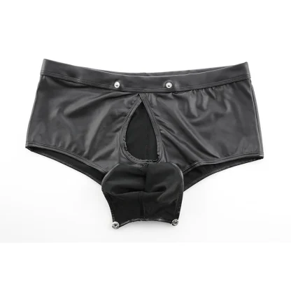 Black Boxer Brief with Snap Button Crotch - Image 2