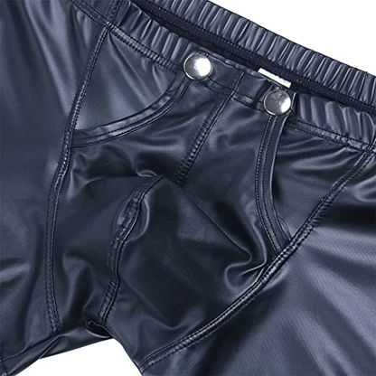 Faux Leather Boxer Brief with Open Crotch Design - Image 4