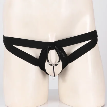 Open Crotch Jockstrap with Beaded Design - Image 2