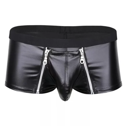 Black Boxer Brief with Zippered Crotch
