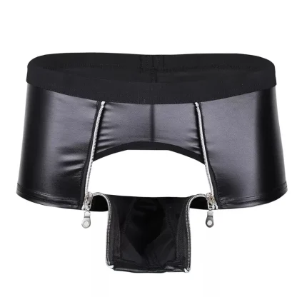 Black Boxer Brief with Zippered Crotch - Image 2