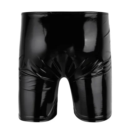 Sleek Shiny Shorts with Crotchless Decor - Image 3