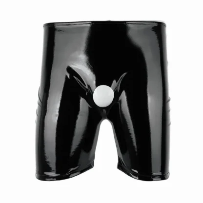 Sleek Shiny Shorts with Crotchless Decor