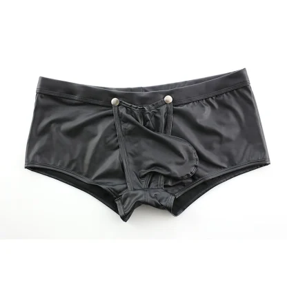 Black Boxer Brief with Snap Button Crotch - Image 3