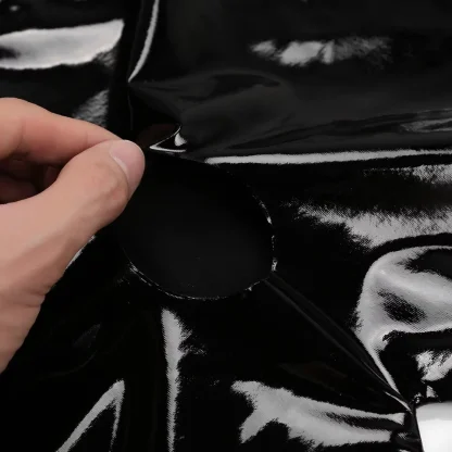 Sleek Shiny Shorts with Crotchless Decor - Image 4