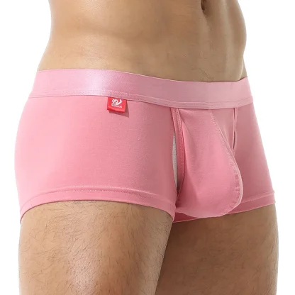 Solid Color Boxer Brief with Open Front Design - Image 4