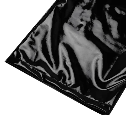Glossy Black Slim-fit Open Crotch Shorts - Image 5