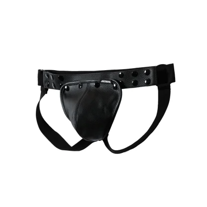 Faux Leather Jockstrap with Removable Codpiece - Image 4