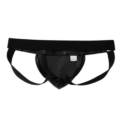 Faux Leather Jockstrap with Removable Codpiece - Image 5