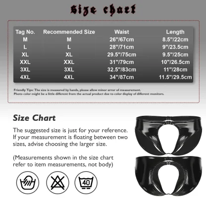 Shiny Black Open Front and Back Brief - Image 9