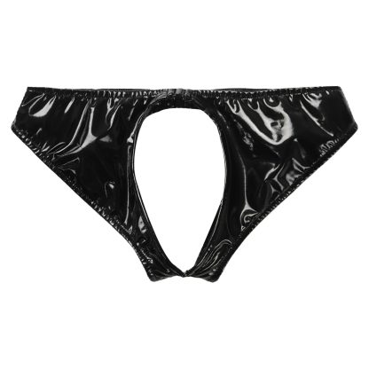 Shiny Black Open Front and Back Brief - Image 3
