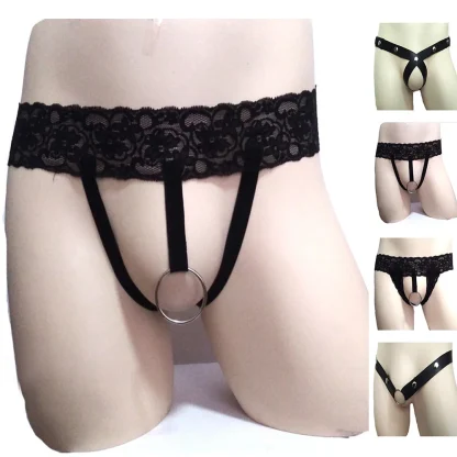 Sexy Sheer Lace Jockstrap with Ring Open Crotch - Image 10