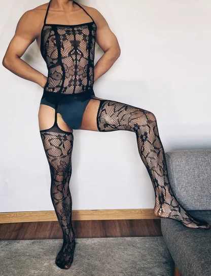 Sheer Lace Bodystocking with Cut-out Design - Image 2