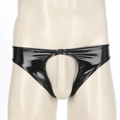 Shiny Black Open Front and Back Brief - Image 6