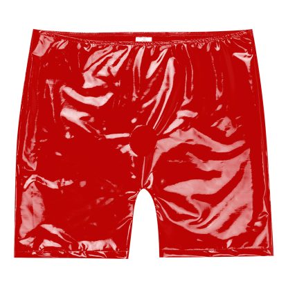 Glossy Black Slim-fit Open Crotch Shorts - Image 12