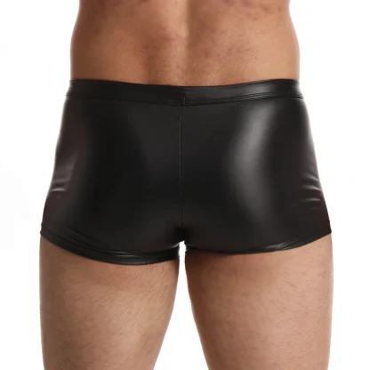 Zip Crotch Boxer Brief with Black Faux Leather - Image 4