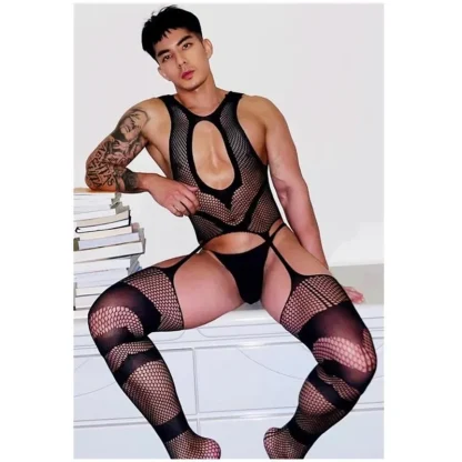 Fishnet Bodystocking with Suspender Design