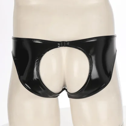 Shiny Black Open Front and Back Brief - Image 8