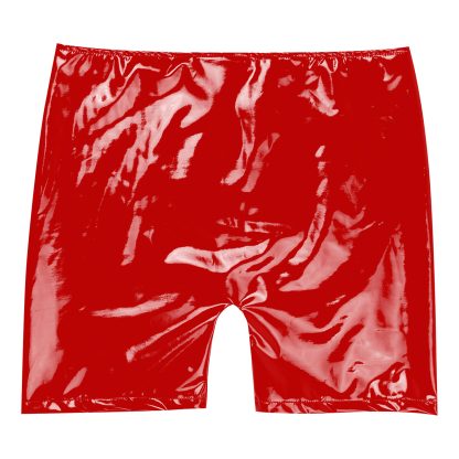 Glossy Black Slim-fit Open Crotch Shorts - Image 13