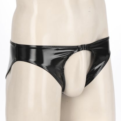 Shiny Black Open Front and Back Brief - Image 7