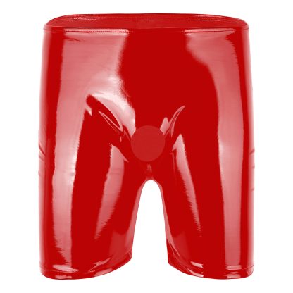 Glossy Black Slim-fit Open Crotch Shorts - Image 10