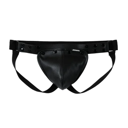 Faux Leather Jockstrap with Removable Codpiece - Image 3